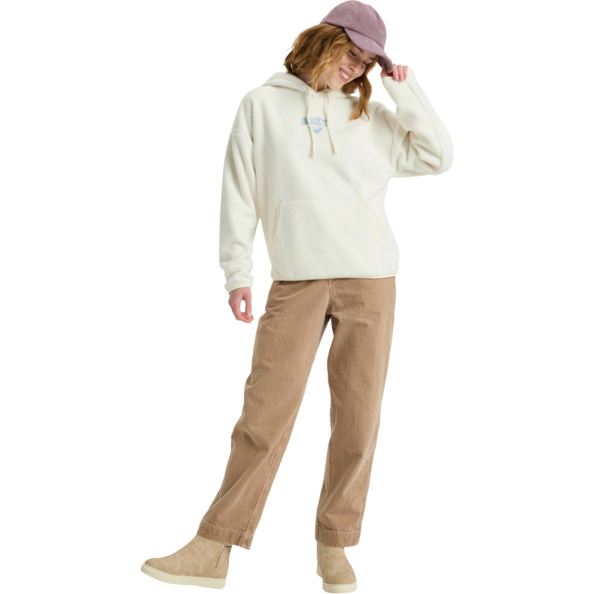 2025 Roxy Womens Cool Calling Polar Fleece Hættetrøje ERJPF03221 - Egret
